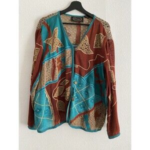 Alex Kim Women’s Colorful Boho Lightweight Artsy Cardigan 2X K1